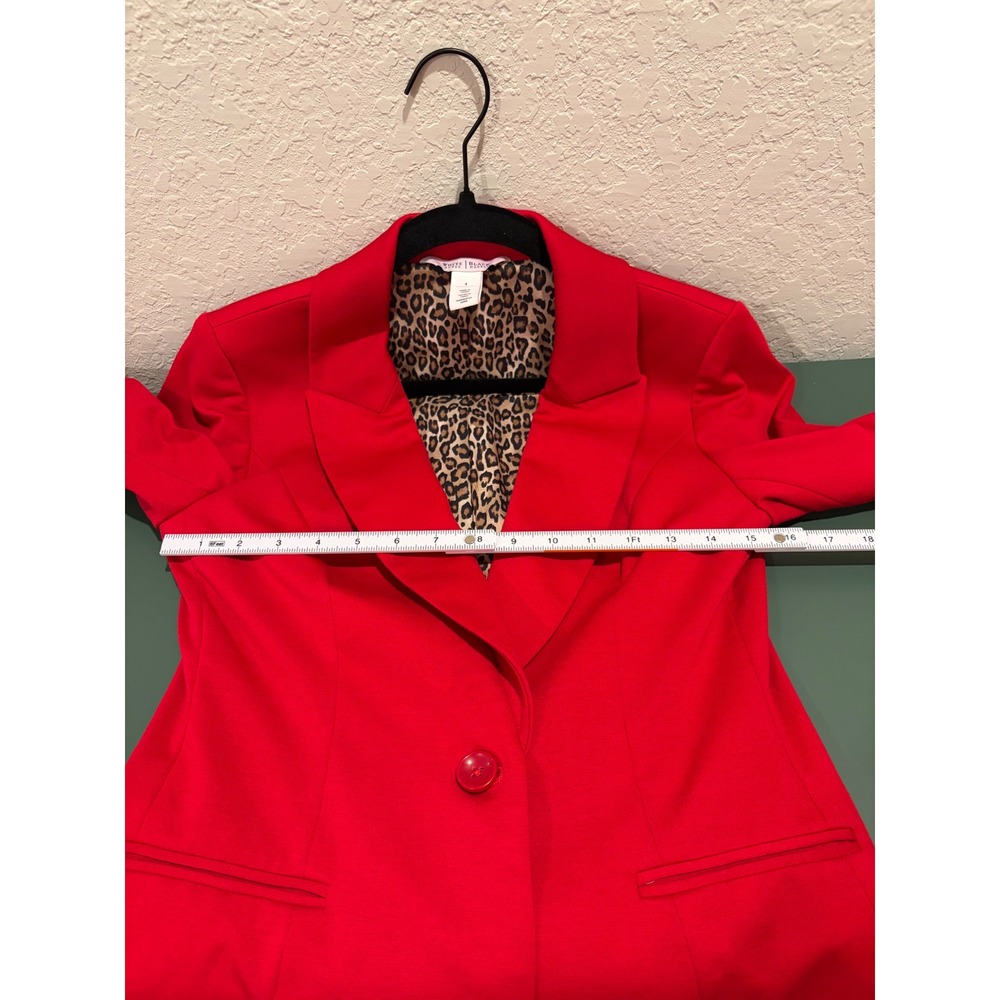 White House Black Market Red Leopard Lining Single Button Blazer Jacket Womens 4 - Picture 6 of 7